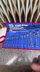 Bộ cờ lê vòng miệng tự động có khóa 14 cái hệ mét 8-24mm Kingtony 12214MRN (HÃNG ĐỔI MODEL 122A14MRN)