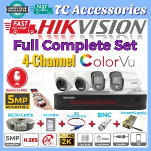 HIKVISION ColorVu Full Complete Set DIY 4-CHANNEL 5.0MP CCTV Full HD 1920P Full Time Colour Super HD 5MP 4CH HIK