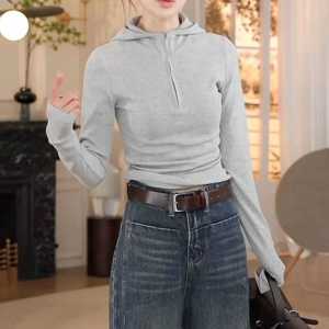 Áo Nỉ Dài Tay Rộng Rãi Dày Hai Mặt Cho Nữ Mùa Thu Đông Thời Trang Áo Lót Ôm Sát Cơ Thể Thoải Mái Chất Liệu Polyester