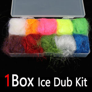 1/2Box 8cm Long Ice Dubbing Kit Hare Dubbing Set Fly Tying Material For Nymph Wet Flies Streamer Minnow Trout Bass Fishing Lure