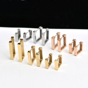 Korean Style Simple Square Titanium Steel Earrings Plated 14K Gold Women's Fashion Jewelry