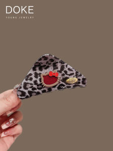 Trendy Leopard Print KT Cat Triangle Claw Clip Womens Sweet Cool Style Half Updo Shark Clamp Hair Accessories Universal Acrylic