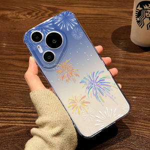 Blue Gradient Fireworks for Huawei Pura70ultra Phone Case P60art Transparent Dingqiao P50e Fall and Winter P40 Soft P30pro + Female New Arrival New Year Male Huawei Creative Protective Cover