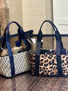 New Retro Semi-Transparent Large Capacity Washing Bag Handbag Womens Tote Bag Shopping Bag Mothers Bag Casual Simple Style