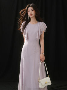 Đầm Voan Chiffon Màu Tím Nhạt Định Hình Eo