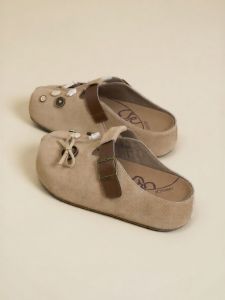 Josiny | Leather Covered Toe Semi Slippers Thick Sole Slip On Womens Shoes