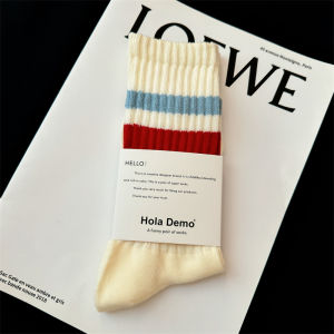 Pure Cotton Long Tube Socks Mens Sports Socks Striped Coarse Line Cityboy Japanese Style Womens Mid-Calf Tube Socks