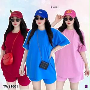 [ส่งไว!] M21001 Set 2 ชิ้น New Arrival !!! Set Korea stly Set เสื้อทรง oversize แขนสั้นจับคู่มาพร้อมกางเกงขาสั้น ผ้ายืดเกาหลี ใส่ชิวๆ สบายๆ เนื้อผ้ายืดเกาหลี