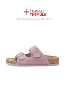 THEMULE | Pink Wide Softwood Double Buckle Flat Sandals