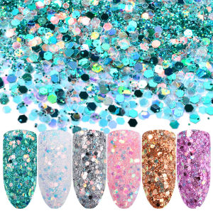6 color Nail Art Symphony Glitter Sequins Light Therapy Brightening Powder Manicure Decoration美甲幻彩闪粉亮片 光疗璀璨亮粉 指甲油装饰品 6个装