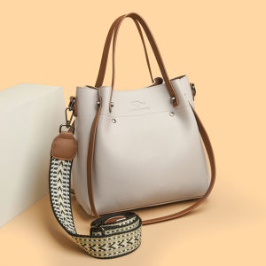 กระเป๋าถือทรงถังหนังแท้ กระเป๋าสะพายไหล่กว้าง กระเป๋าสะพายข้างแบบสะพายข้างสำหรับผู้หญิง กระเป๋าถือแบบลำลอง กระเป๋าถือแบบมีซิป