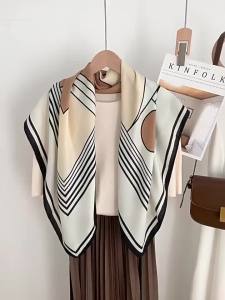 Khăn Quàng Cổ Nữ Mùa Hè Chất Liệu Cotton Lụa Mỏng 90x90cm In Hoa Khăn Choàng Đi Biển Chống Nắng Thời Trang