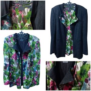 Blazer Wanita Formal Bunga Jaket Premium 2in1 Bolak Balik 1254