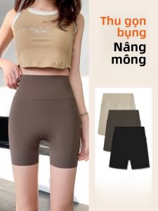 MiiOW | High Waist Womens Short Pants Anti-Light Walking Shark Shorts Fitness Nylon Spandex Bottoming Shorts Tummy Control Butt Lifting Summer Shorts