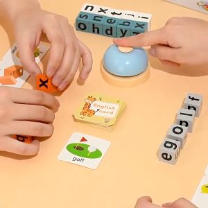 40pcs Card 26 Letters Spelling of Words Learn English Early Education Puzzle Teaching Aids Parent Child Game Building Blocks Toys Student