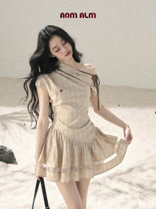 SHAOYEYAN | Apocalyptic Style Off-Shoulder Checkered Short Dress