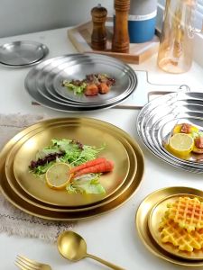 Sét 5 đĩa nhôm mạ vàng trang trí hoa quả bánh kẹo decor đựng đồ