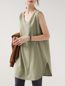 MOCHU | Grid Pattern Sleeveless T-shirt for Pregnant Women Casual Inner and Outer Wear