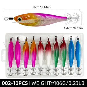 Mồi Câu Mực Giả Phát Sáng ShareShark 10 Cái 8cm 5.7g Mồi Câu Tôm Mồi Câu Bạch Tuộc Dùng Cho Câu Biển Sông Và Suối