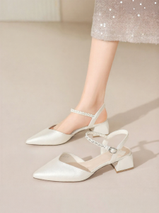 Josiny | Summer French Style Ankle Strap Sandals Coarse Heels