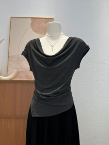 Áo Thun Nữ Tay Ngắn Vai Một Chữ Thiết Kế Thời Trang Mùa Hè 2025 Phong Cách Mới Cổ Tròn Không Đối Xứng Đẹp Mắt