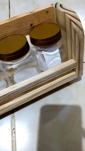 Tempat Bumbu Dapur Kayu Set 5 Pcs BONUS STICKER