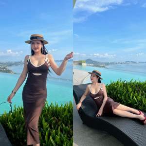 🌈พร้อมส่ง🌈 เดรสสายเดี่ยวกระโปรงยาวผ่าหลัง🔥🔥สุดแซ่บ🔥🔥ชุดไปทะเล🔥เดรสยาว🔥ชุดไปงาน ชุดออกเดท