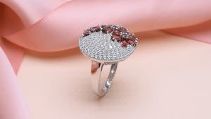 Natural Red Garnet 2.85 Carats 925 Silver Womens Ring Wedding Engagement Unique Special Design Jewelry Brand Birthday Gifts