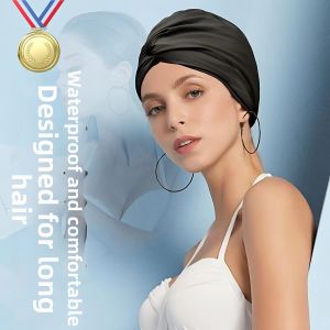 Long Hair Large Size Womens Swim Cap Water-Resistant Ear Protection