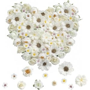 50Pcs Artificial Flowers Heads Silk Fake Flower for Home Decor Garden Wedding Decoration Bride DIY Craft Garland Gifts Accessory