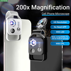 200X Mobile Phone Microscope HD Magnifying Glass with CPL Polarized Filter Macro Lens with LED Light Portable Phone Lens Zoom Camera Clip