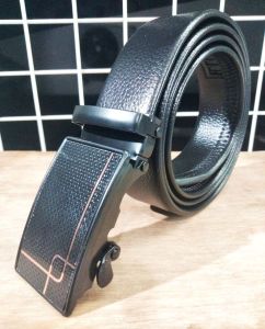 ikat pinggang kulit pu pria/gesper rel/sabuk otomatis