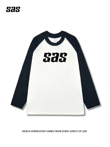 Autumn Base Layer Shirt Pure Cotton Long Sleeve Shoulder Insertion T-Shirt Street Style round Neck Womens Fashion Retro Hip Hop