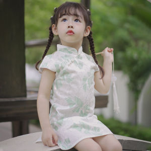 กี่เพ้าเด็กผู้หญิงแบบใหม่ฤดูร้อนชุดเดรสออกงานแบบเจ้าหญิงสไตล์จีนแบบปรับปรุงสดใสสง่างามสไตล์จีนสำหรับเด็กหญิงตัวเล็กแบบสาธารณรัฐจีน