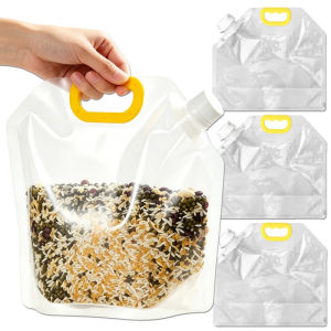 1.5/3 Liter Transparent Fresh-Keeping Sealed Bags / Insect & Damp Proof Grain Storage Organizer With Hand Strap / Collapsible Space Saving Kitchen Food Pouches