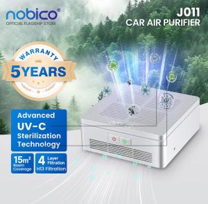 Nobico J011 Air Purifier For Car With UVC Germicidal Effective Area 15 Sqm With High-efficiency Composite Activated Charcoal Filter |In 5 Years Warranty|