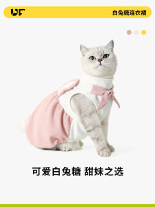 UFBemo Pet Clothes Dog Cute Costume Pink Rabbit Outfit Cat Puppy Jacket Small Dog Apparel Polyester Fiber Normal Size Dress