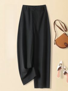 TUOYUN | Elegant High Waist Thin Acetate Lyocell Suit Pants Women Summer Casual Harlan Pants Nine Points Scythe Pants Skin-friendly Breathable