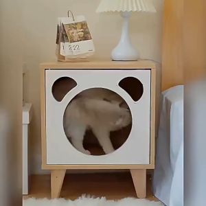 【พร้อมส่ง】PMT บ้านแมว ขนาด 40*40*50cm ทางเข้าเปิดกว้าง ตู้ข้างเตียง บ้านสุนัข ที่นอนแมว คุณภาพดี กล่องแมว COD