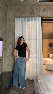 HIGHCHIC - CATCHE SKIRT - Chân váy jeans nữ dài xẻ tà