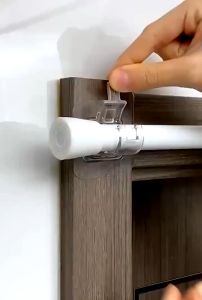 2 Pcs/Set Curtain Rod Shelf Bracket / Nail-Free Adjustable Holders / Self Adhesive Wall Hooks