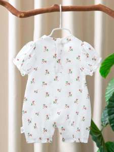 Áo Sơ Sinh Mùa Hè Tay Ngắn Áo Choàng Phong Cách Trung Hoa Cho Bé Gái Quần Áo Tròn Tháng Quần Áo Tròn Ba Tháng Quần Áo Trẻ Em Thời Trang