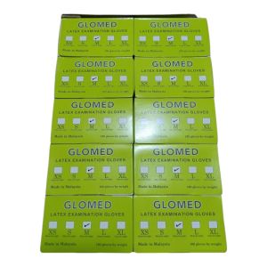 10 Bxs Glomed Latex Gloves XS Small Meduim Large Extra Large