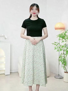 Summer Extended Length Womens Skirt Commute Style Patchwork mid Waist Standard Fit No Duplicates Words