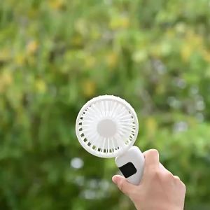 2025小型电风扇 handheld small fan folding screen display USB charging large capacity fan can stand on the desktop hook portable2025款手持小风扇折叠屏显USB充电大容量风扇可立于桌面挂钩便携