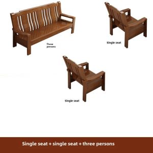 Solid Wood Sofa New Chinese Style Three-Seat Sofa Minimalist Modern Living Room 2024 New Arrival Winter and Summer Dual-Use Small Apartment Furniture
