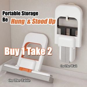 Buy 1 Take 2 Mini Foldable Squeeze Table Mop Portable Mini Cleaning Sponge Mop Wet and Dry Cleaning System Tool Small Cotton Mop Suitable for Portable Wet and Dry Cleaning Tool for Bathroom Kitchen and Glass
