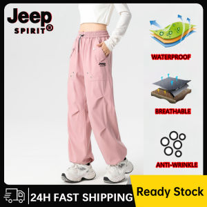 JEEP SPIRIT Hiking Pants Waterproof and Windproof Womens Pants Breathable Pink Pants (S-3XL)