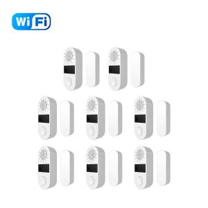iHseno | Tuya WiFi Smart Door Sensor 130DB Sound Light Alarm Wireless Works With Smart Life Alexa For Smart Home Real-time