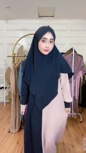 Mahyra Gamis Syari Free Khimar Bahan Crincle Airflow Gamis Lebaran Terbaru Size L XL XXL Dress Wanita Busui Friendly Fashion Muslim Mewah